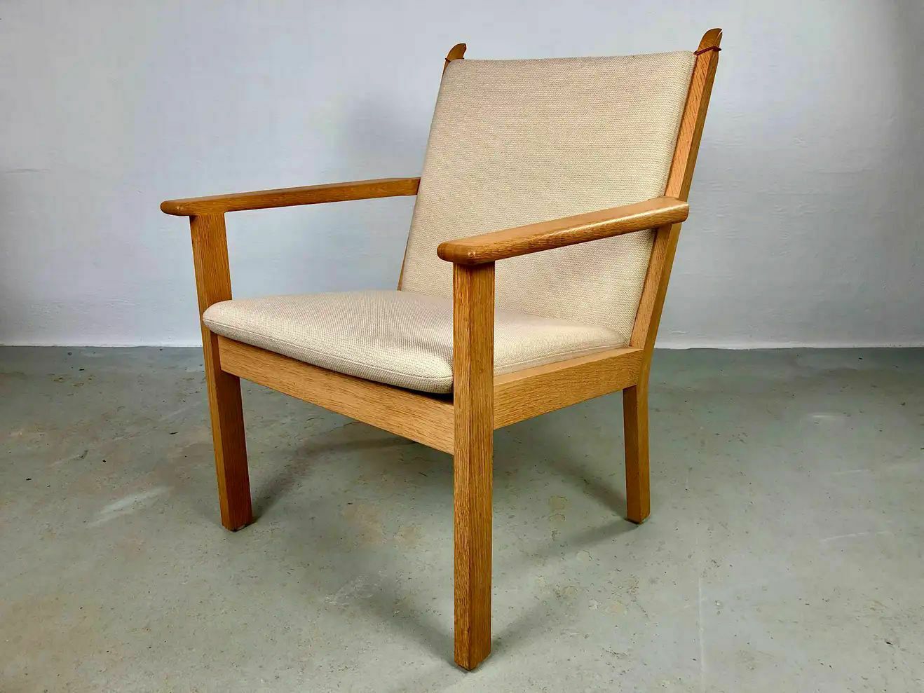 Danish Hans J. Wegner Set Of Two Lounge Chairs In Oak And Fabric By Getama photo 2160.0