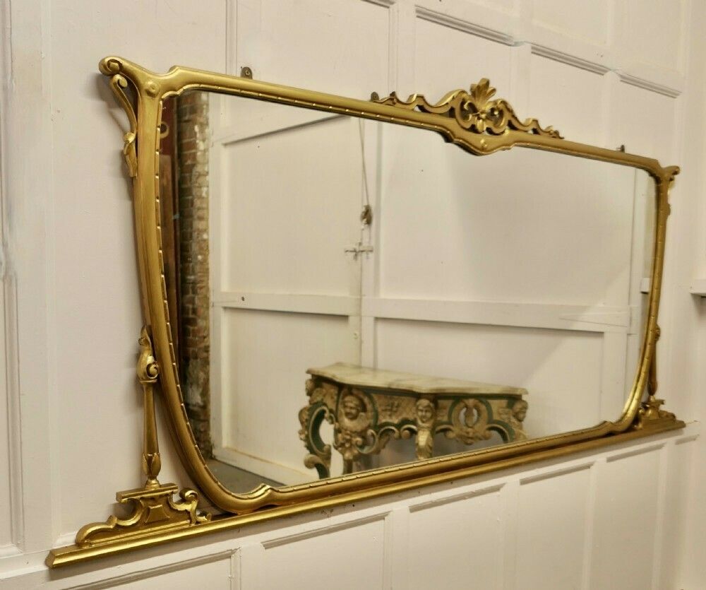 A Very Large Art Nouveau Gilt Over Mantle Mirror