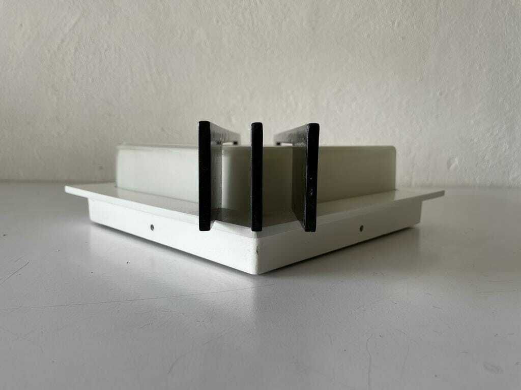 photo vinterior Rare Square Design Black Metal And Glass Pair Of Flush Mounts Or Sconces By Bega, 1960s, Germany