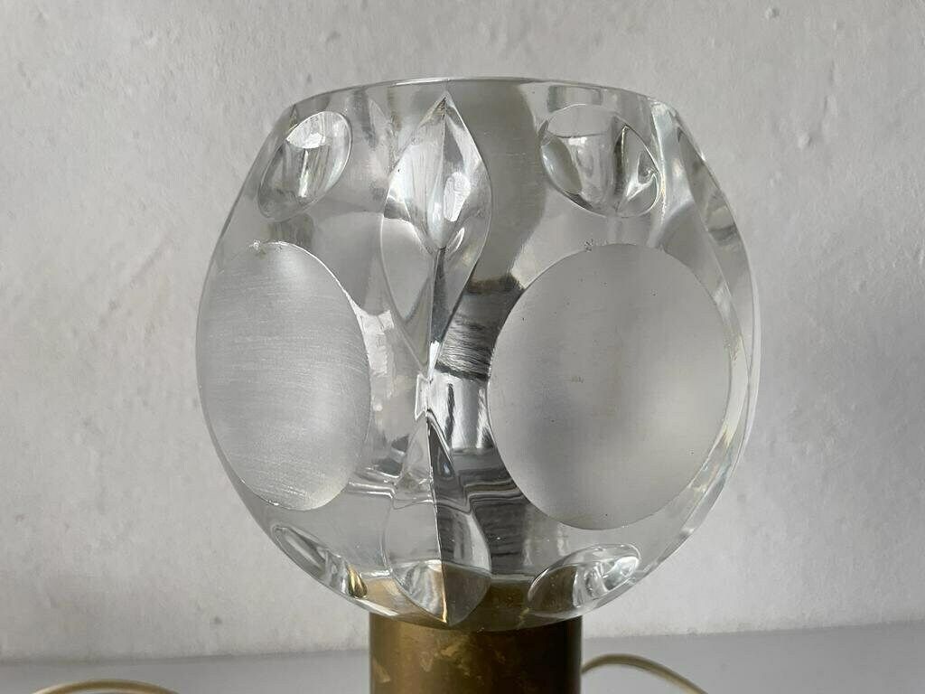 Gorgeous Heavy Glass And Antique Brass Body Pair Of Large Table Lamps By Peill Und Putzler, 1960s, Germany photo Lighting