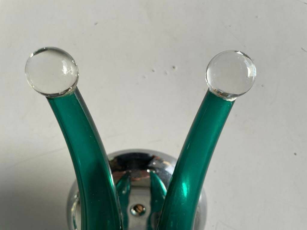 photo for sale Green Italian Hand Crafted Semi Transparent Murano Glass Pair Of Large Sconces By Veart, 1970s, Italy