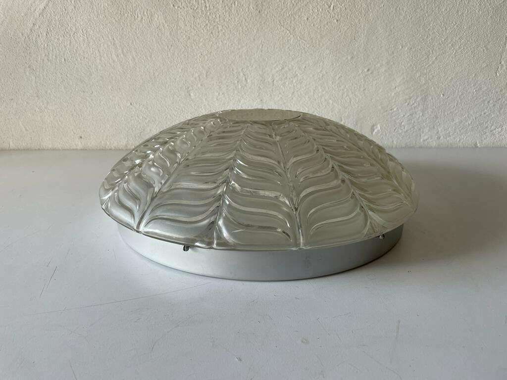 Glass And Metal Large Flush Mount Ceiling Or Wall Lamp By Peill Und Putzler, 1970s, Germany photo for sale