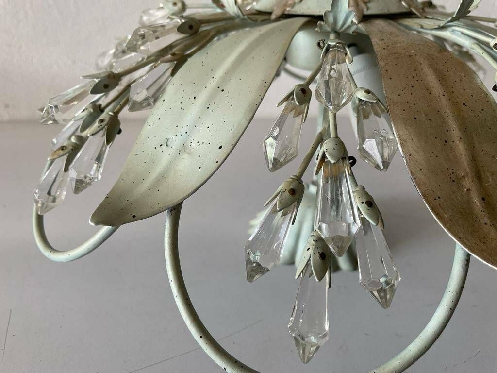 photo furniture Flower Design Ceiling Lamp With Glass Ornaments By Vereinigte Werkstätten München, 1950s, Germany