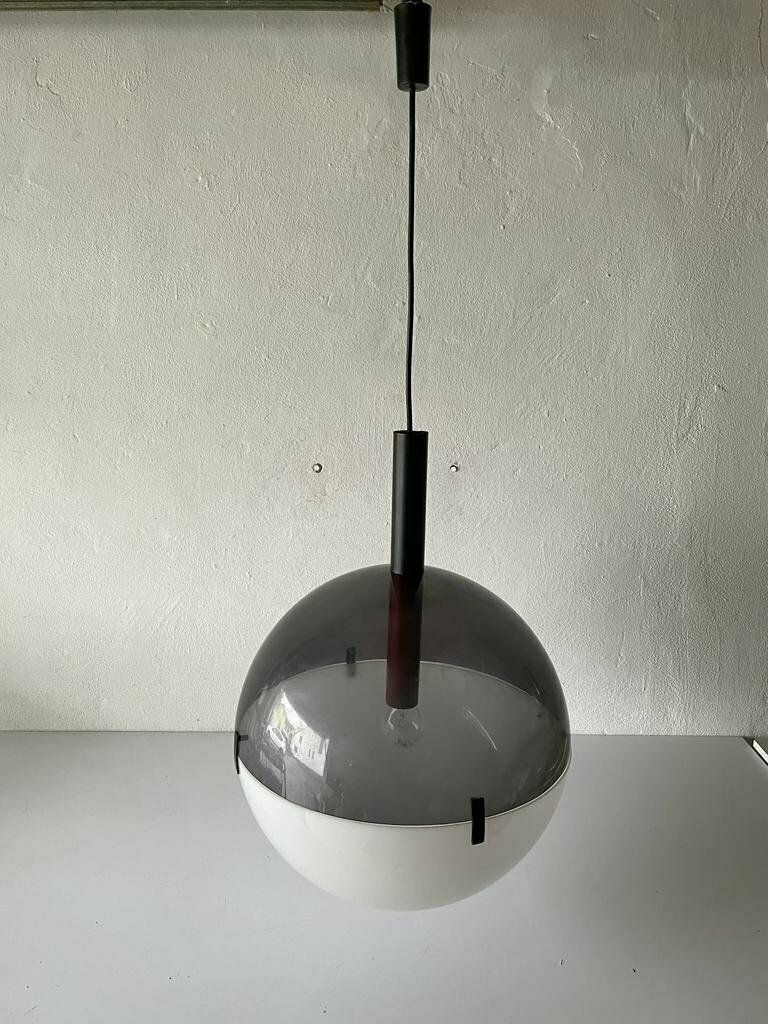 Very Rare 2 Piece Grey & White Plexiglass Ball Design Italian Xl Ceiling Lamp, 1960s, Italy photo furniture