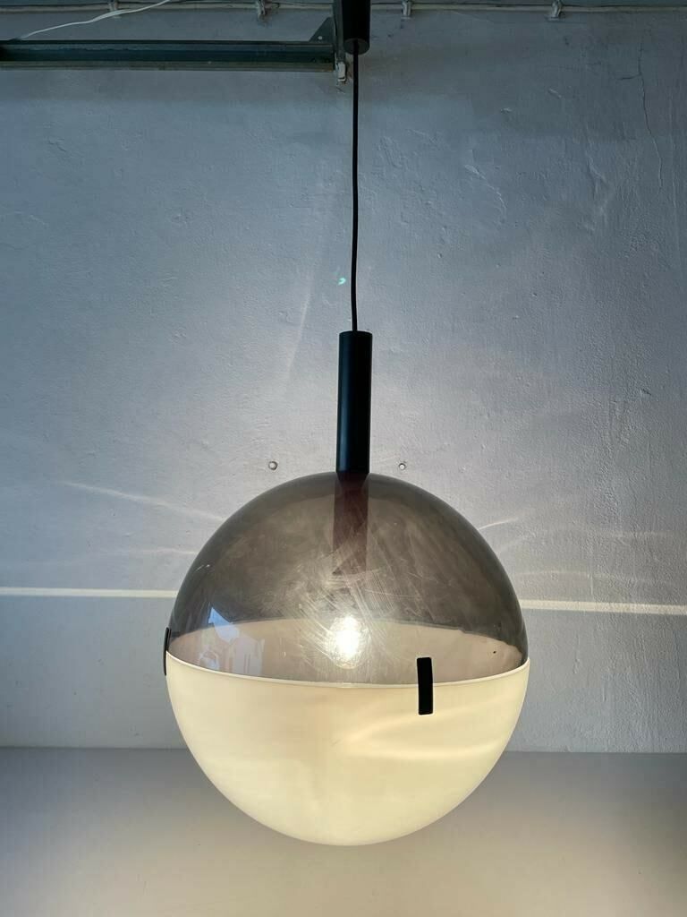 Very Rare 2 Piece Grey & White Plexiglass Ball Design Italian Xl Ceiling Lamp, 1960s, Italy photo for sale