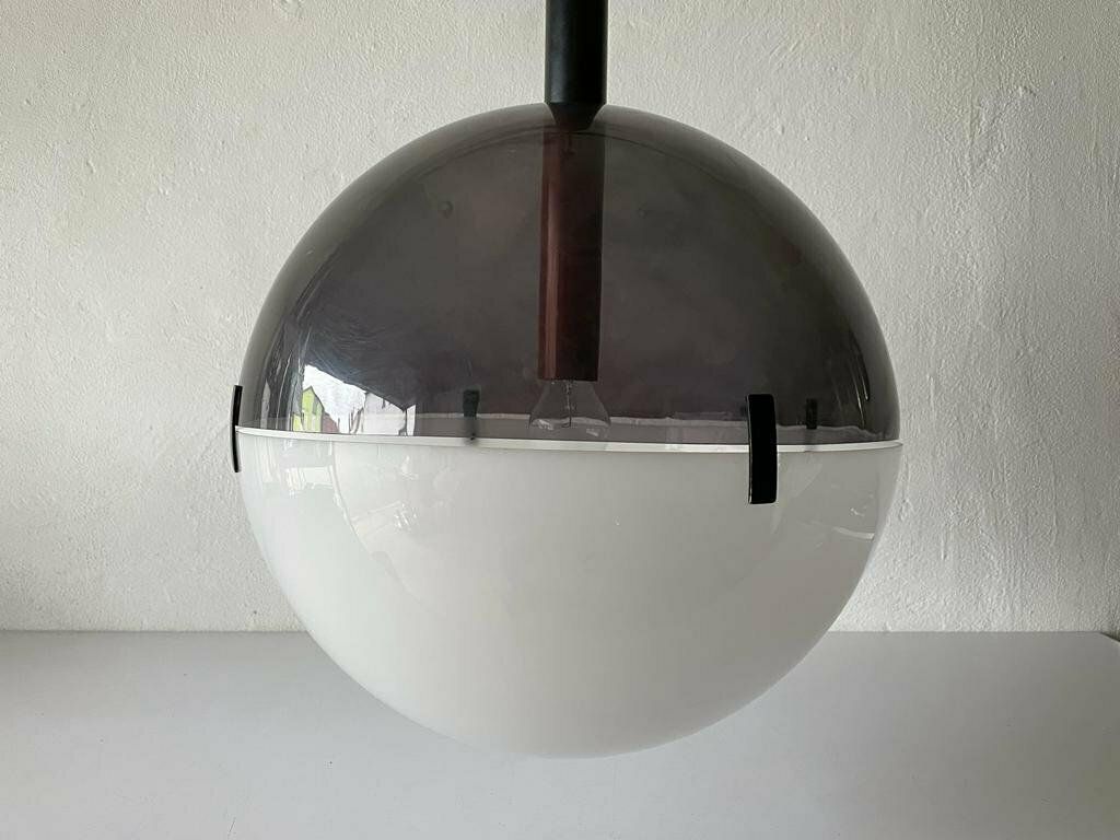 Very Rare 2 Piece Grey & White Plexiglass Ball Design Italian Xl Ceiling Lamp, 1960s, Italy photo Lighting