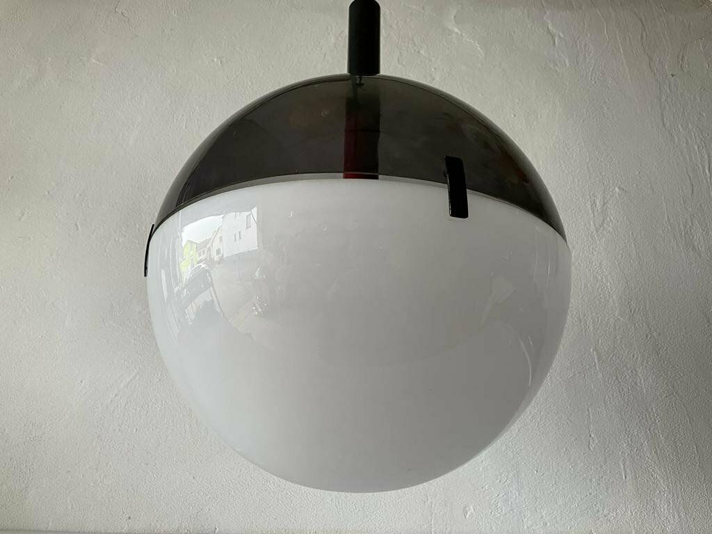 Very Rare 2 Piece Grey & White Plexiglass Ball Design Italian Xl Ceiling Lamp, 1960s, Italy photo vintage