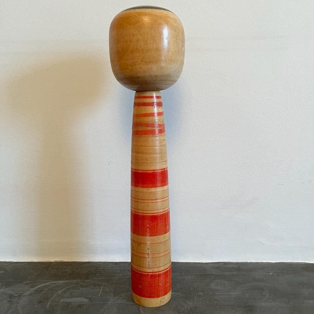 Vintage Red Stripy, Signed Japanese Kokeshi Doll photo Home Decor