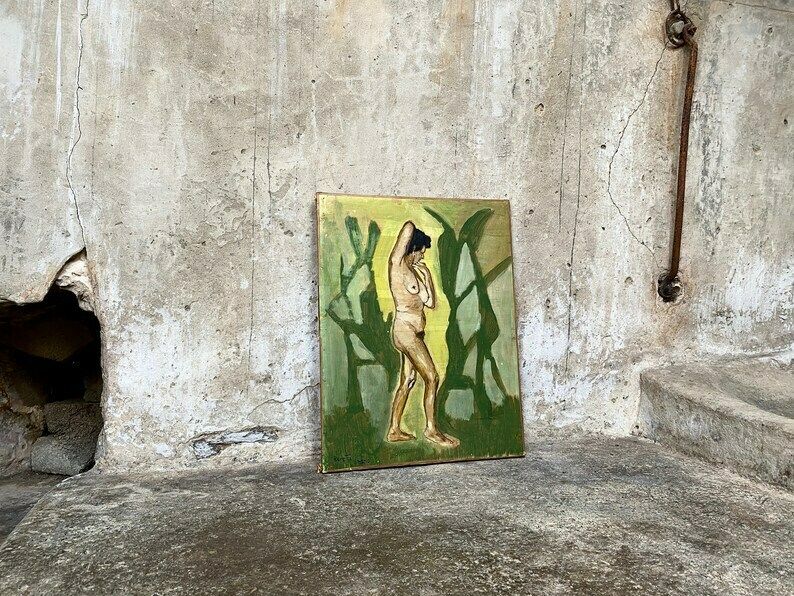 Mid Century Beretta Dimario Nude Oil Painting On Canvas   Film Actress Gaby Morlay Portrait? photo furniture