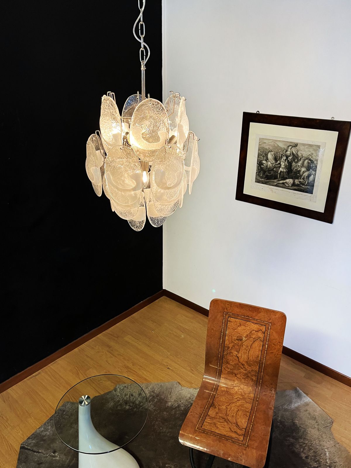 Lighting Vintage Italian Murano Chandelier   24 Lattimo Glasses photo