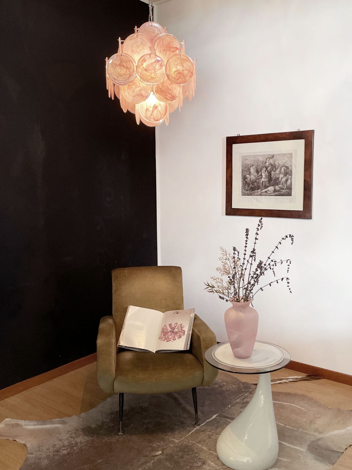Vintage Italian Murano Chandelier   36 Pink Disks photo 690.0