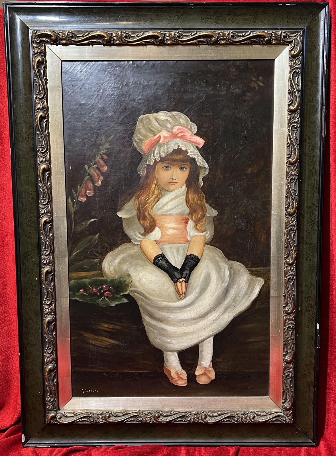 19th Century English School After Sir John Everett Millais 'Cherry Ripe' Oil Painting In Gilt Wood Frame