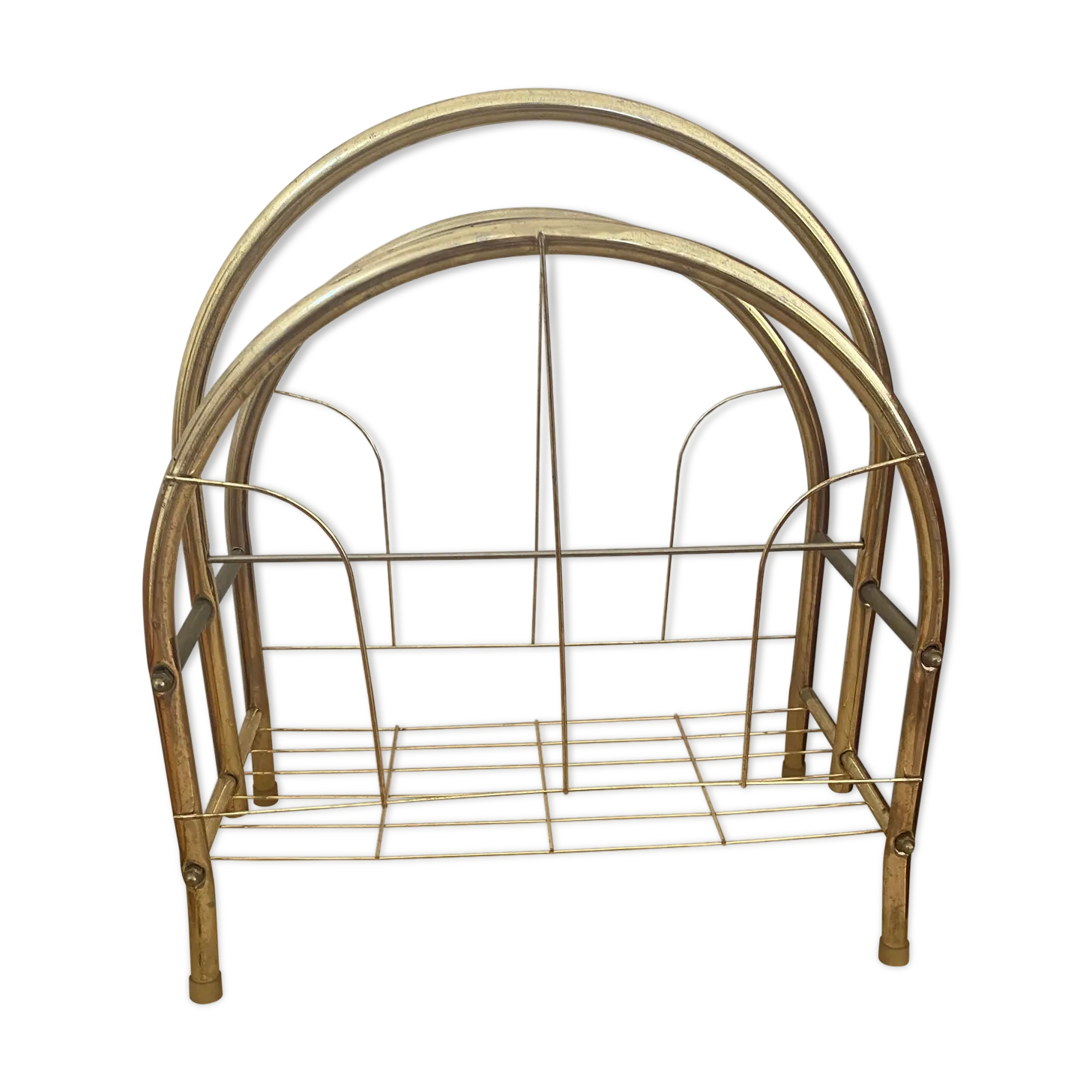 Mid Century Brass Magazine Rack