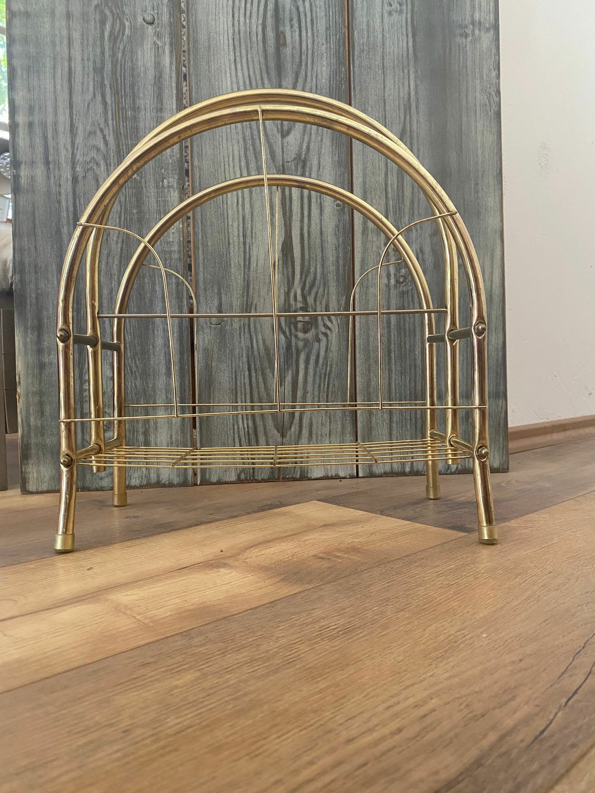 Mid Century Brass Magazine Rack photo furniture