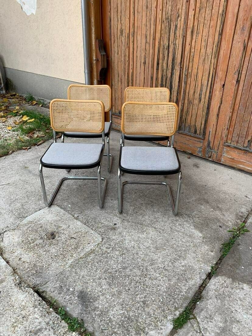 Mid Century Modern Italian Marcel Breuer B32 Cesca Chair, 70s Set Of 4