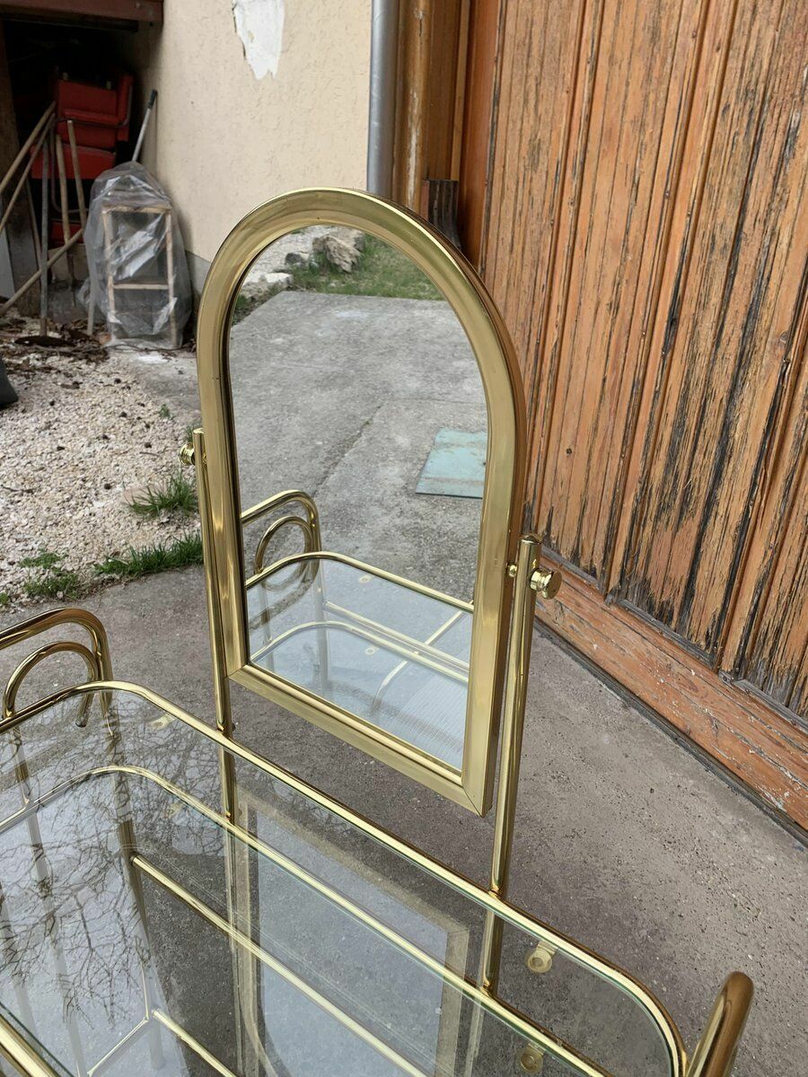 Vintage Dressing Table And Stool In Brass, 1950 photo for sale