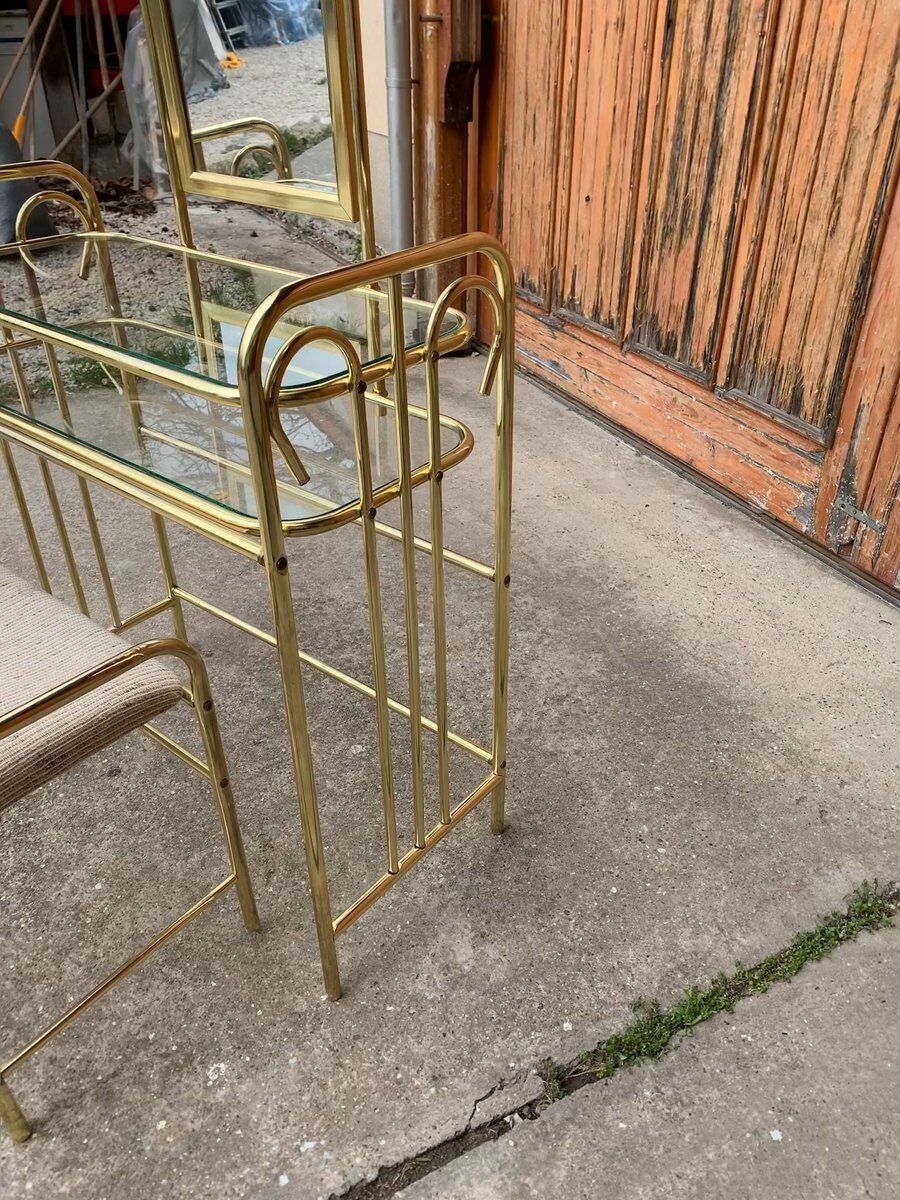 Vintage Dressing Table And Stool In Brass, 1950 photo 1355.0