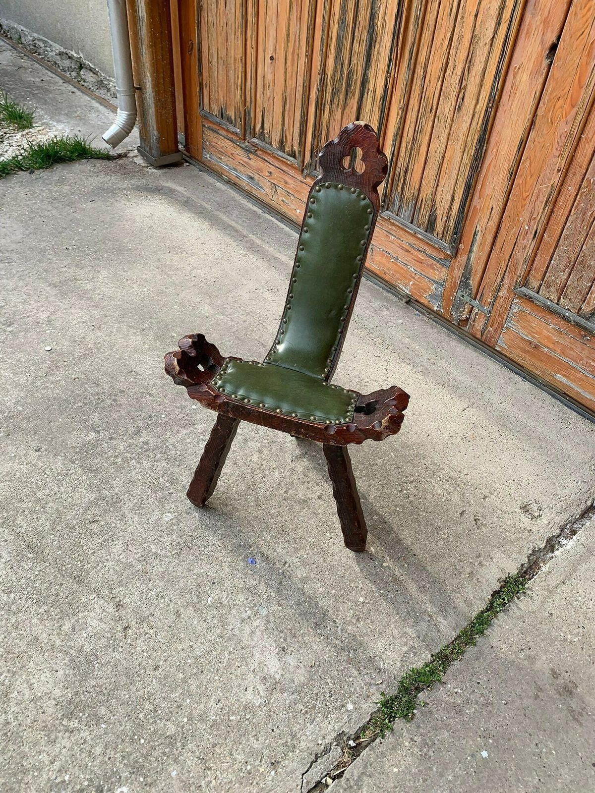 Spanish Brutalist Chair In Wood, 1960s photo for sale