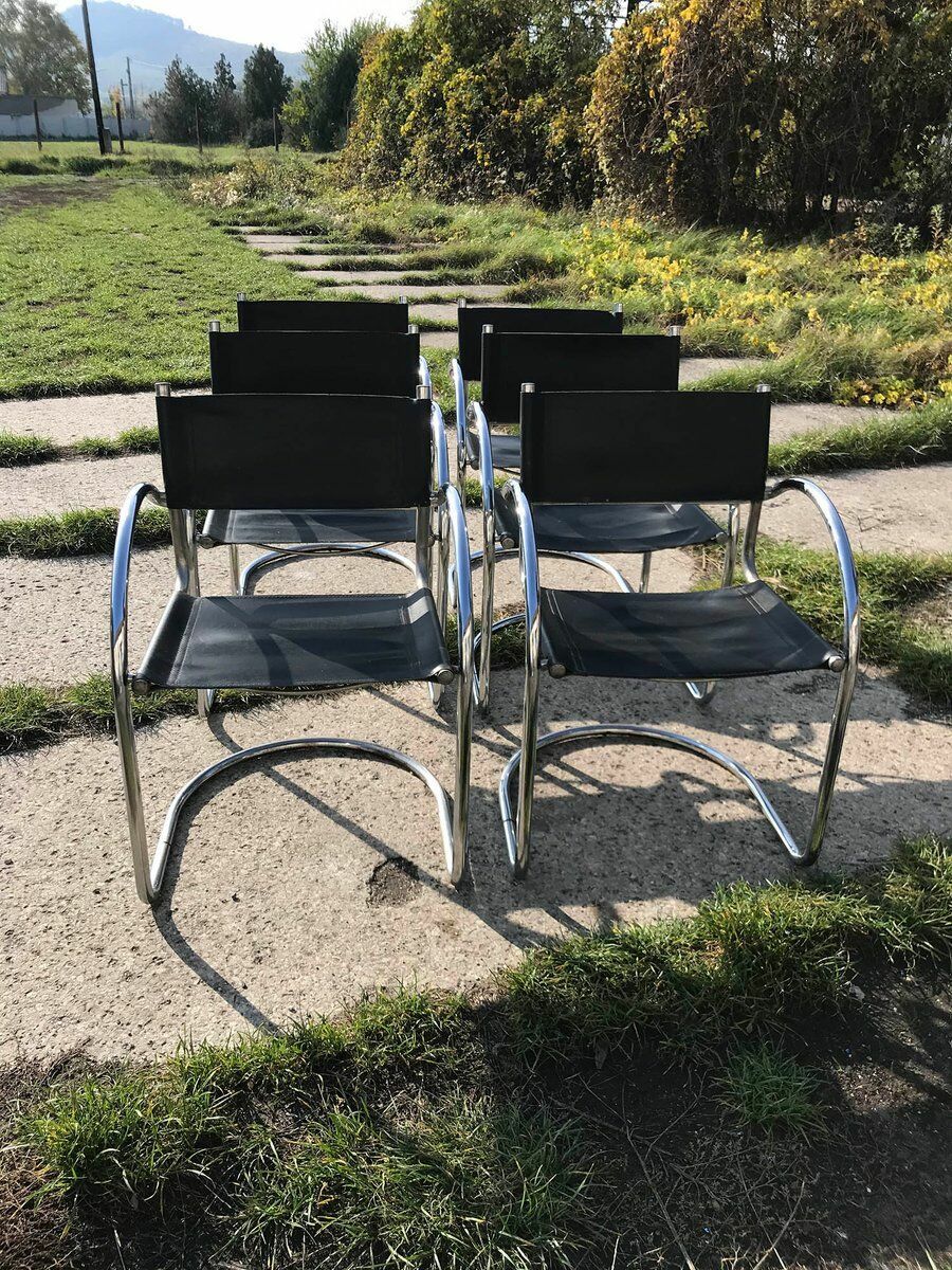 Italian Bauhaus Chrome Dining Chairs, 1970s, Set Of 6 photo furniture