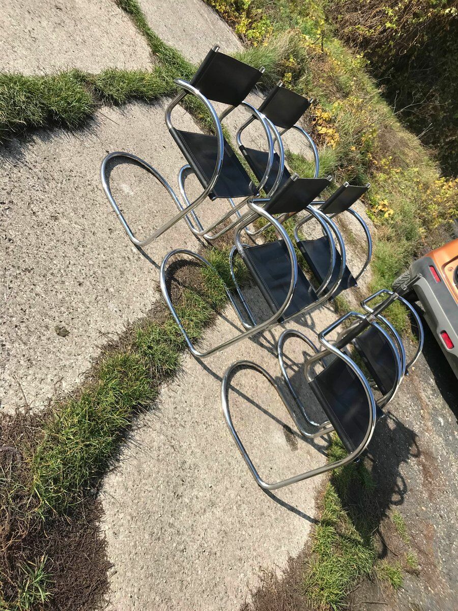 Italian Bauhaus Chrome Dining Chairs, 1970s, Set Of 6 photo Furniture