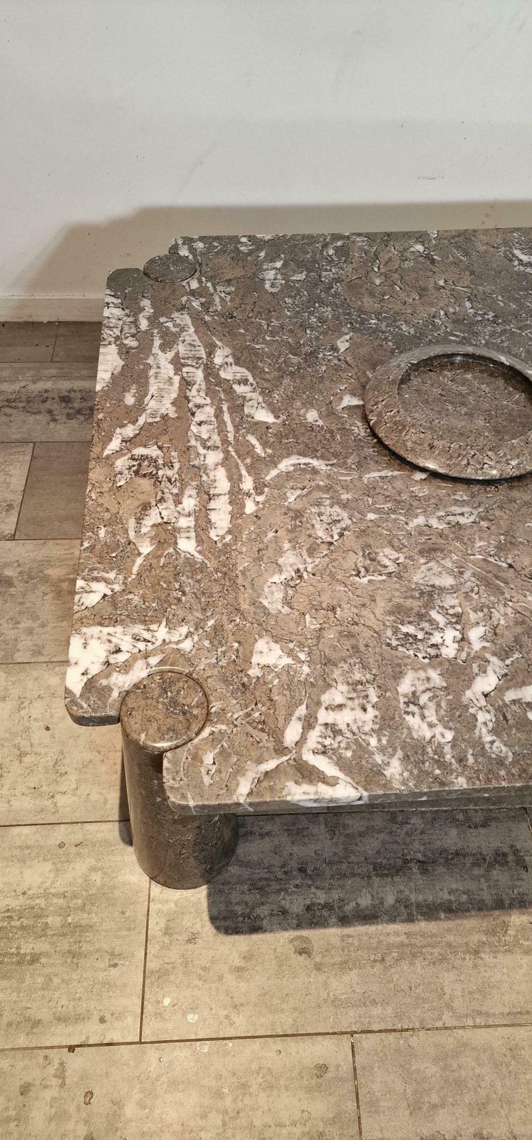 Square Grey Marble Coffee Table And Scale Form Angelo Mangiarotti photo buy