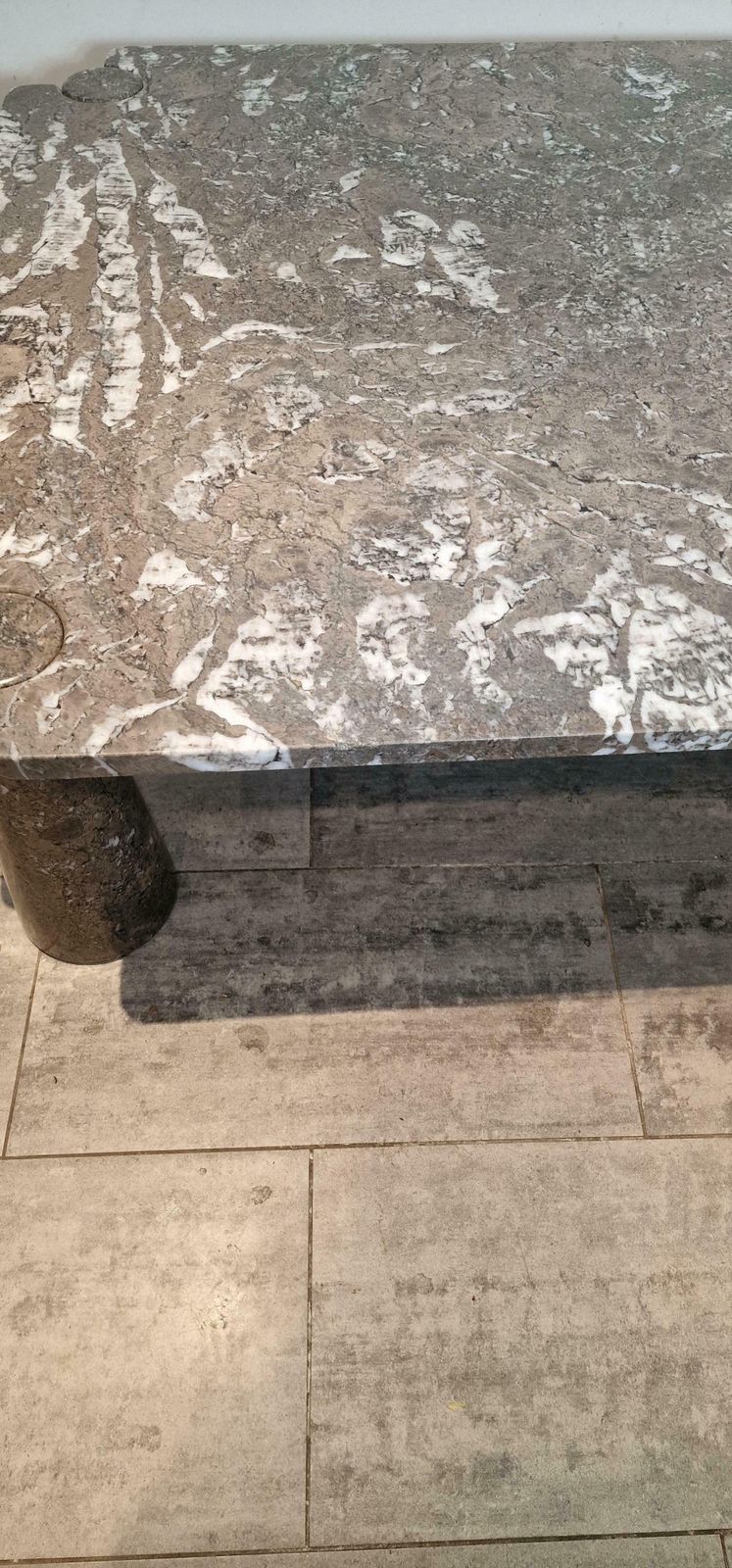 Furniture Square Grey Marble Coffee Table And Scale Form Angelo Mangiarotti photo