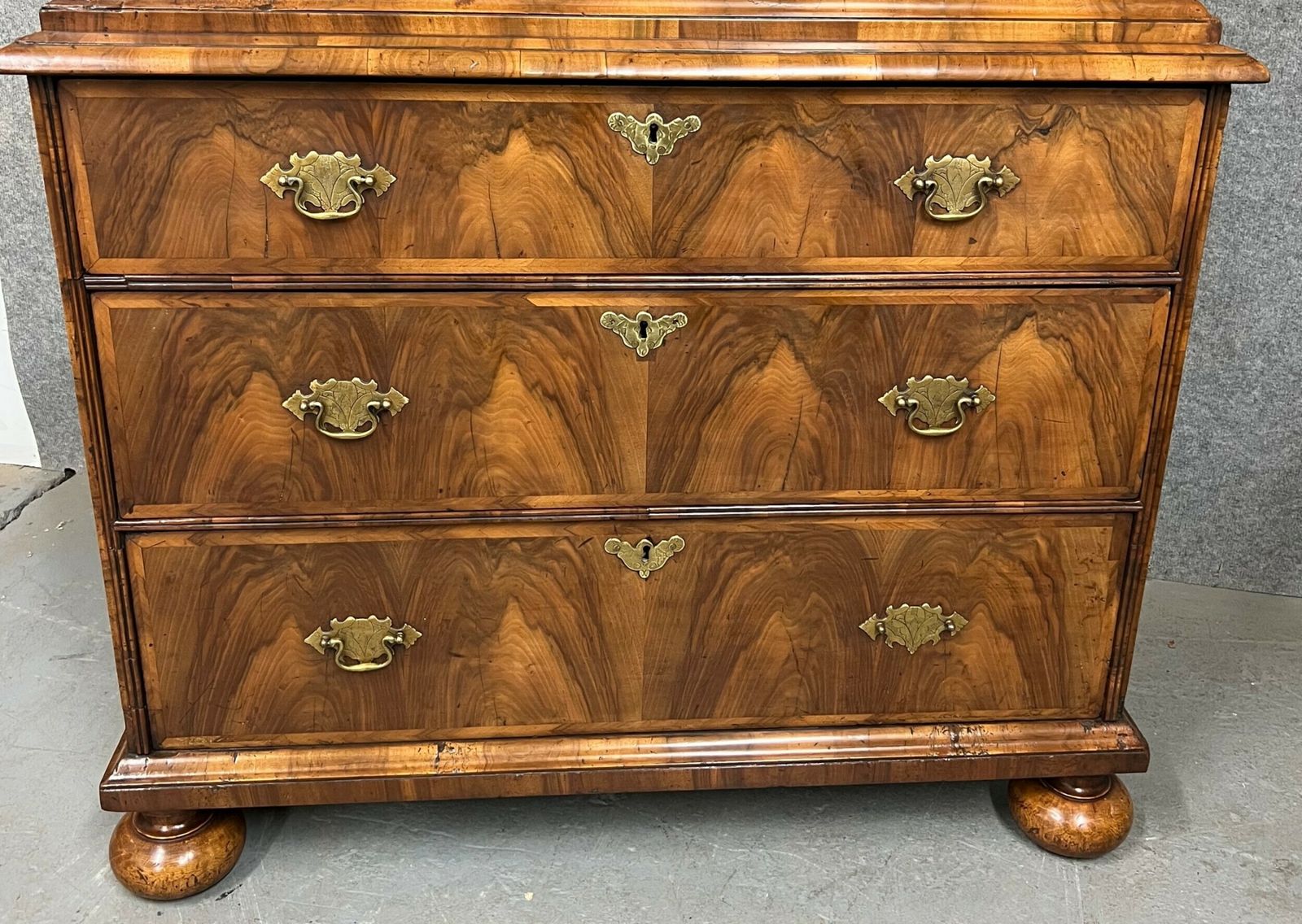 Furniture An Unusual William And Mary Period Figured Walnut Escritoire photo