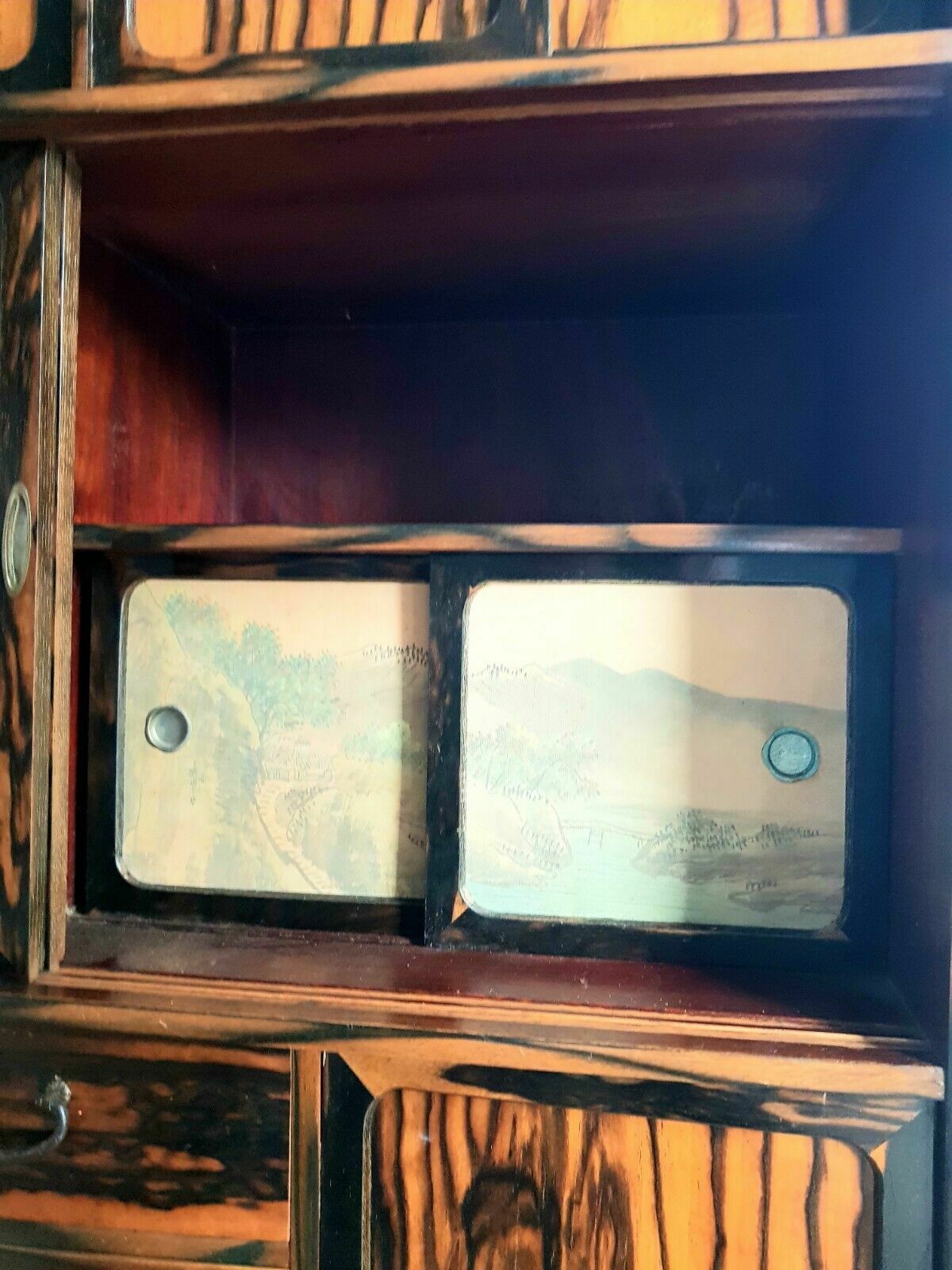 Oriental Antique Faux Painted Tigerwood Cabinet photo Furniture