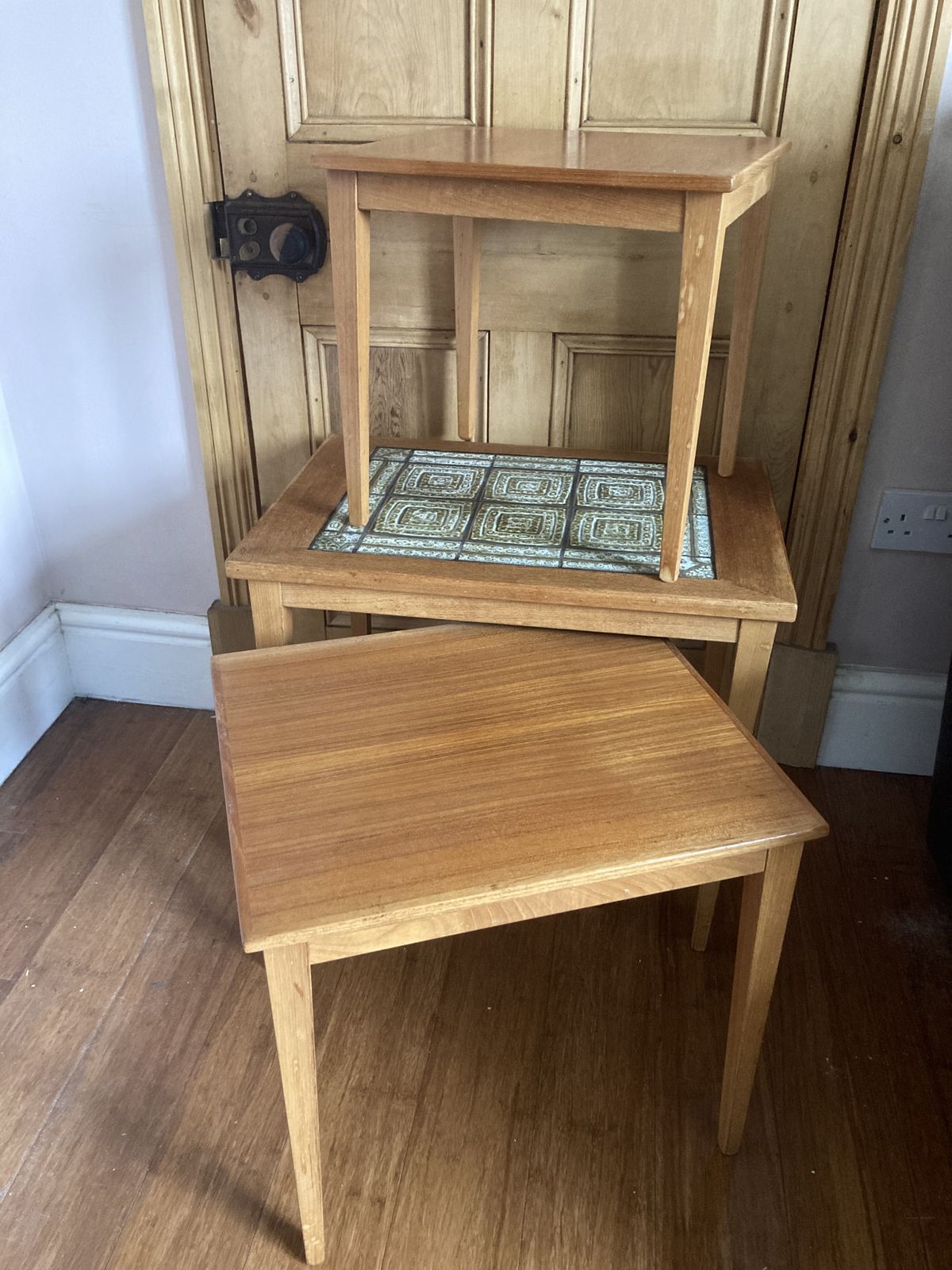 175.0 1960s Kvalitet Danish Teak Nest Of Tables With Tiled Top photo