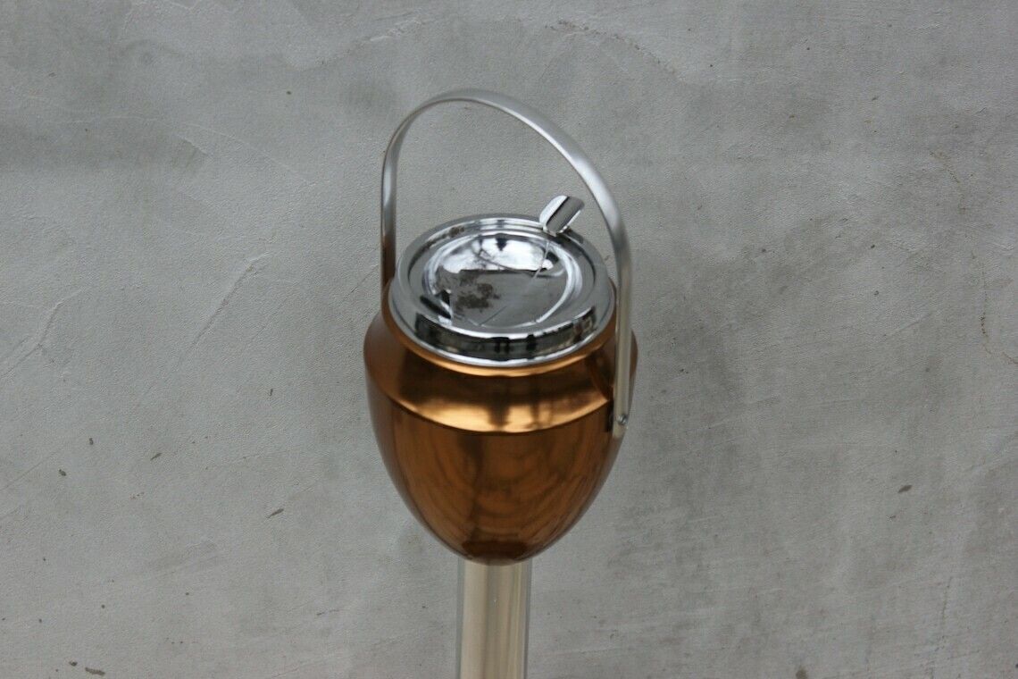 Chrome Floor Stand Ashtray Mid Century Outdoor Massive Metal Cigar Ashtray Smoking Room Portable Ashtray photo furniture