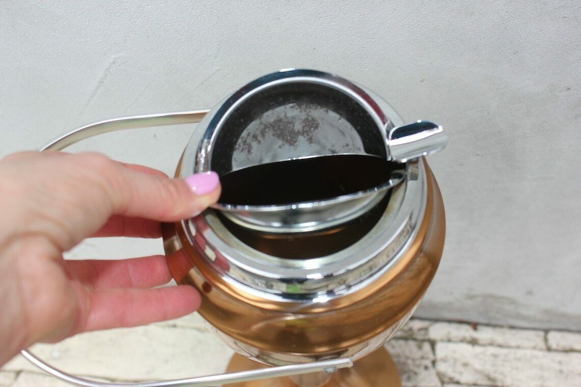 Chrome Floor Stand Ashtray Mid Century Outdoor Massive Metal Cigar Ashtray Smoking Room Portable Ashtray photo 381.0