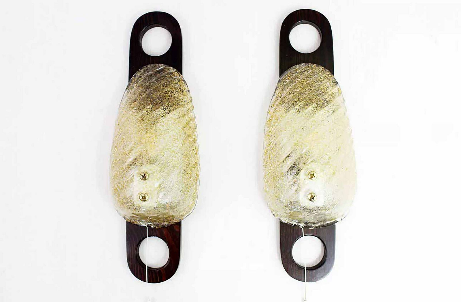 photo for sale Beautiful Wall Sconces In Brass And Frosted Glass Hillebrand
