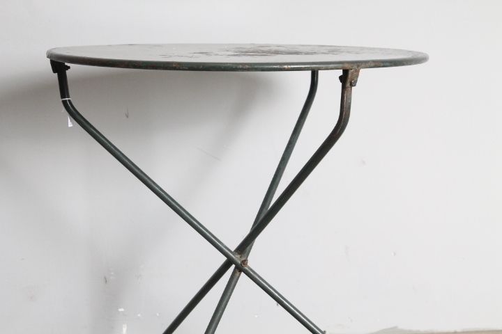 Antique Round Iron Table For Outdoor / Indoor Use In The 19th Century, Original Green Lacquer. photo 411.84