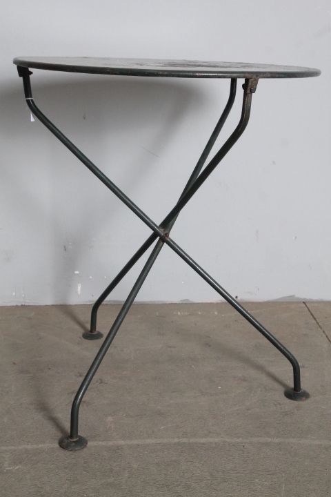 Antique Round Iron Table For Outdoor / Indoor Use In The 19th Century, Original Green Lacquer. photo vintage