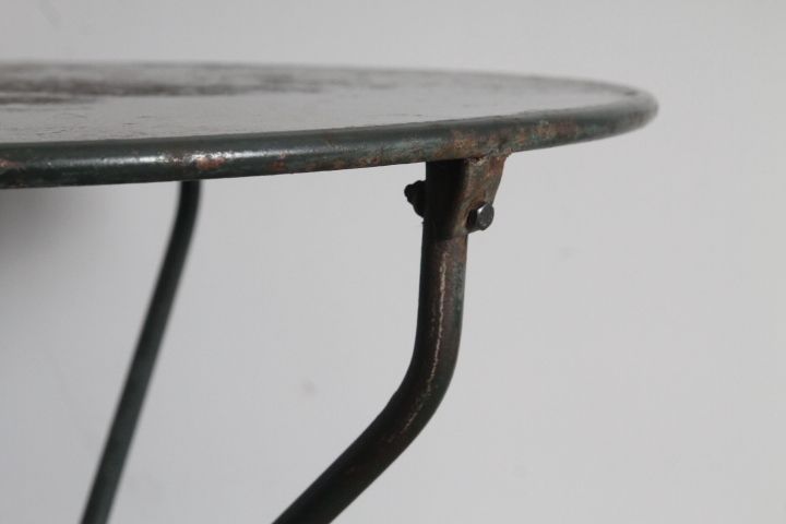 photo for sale Antique Round Iron Table For Outdoor / Indoor Use In The 19th Century, Original Green Lacquer.