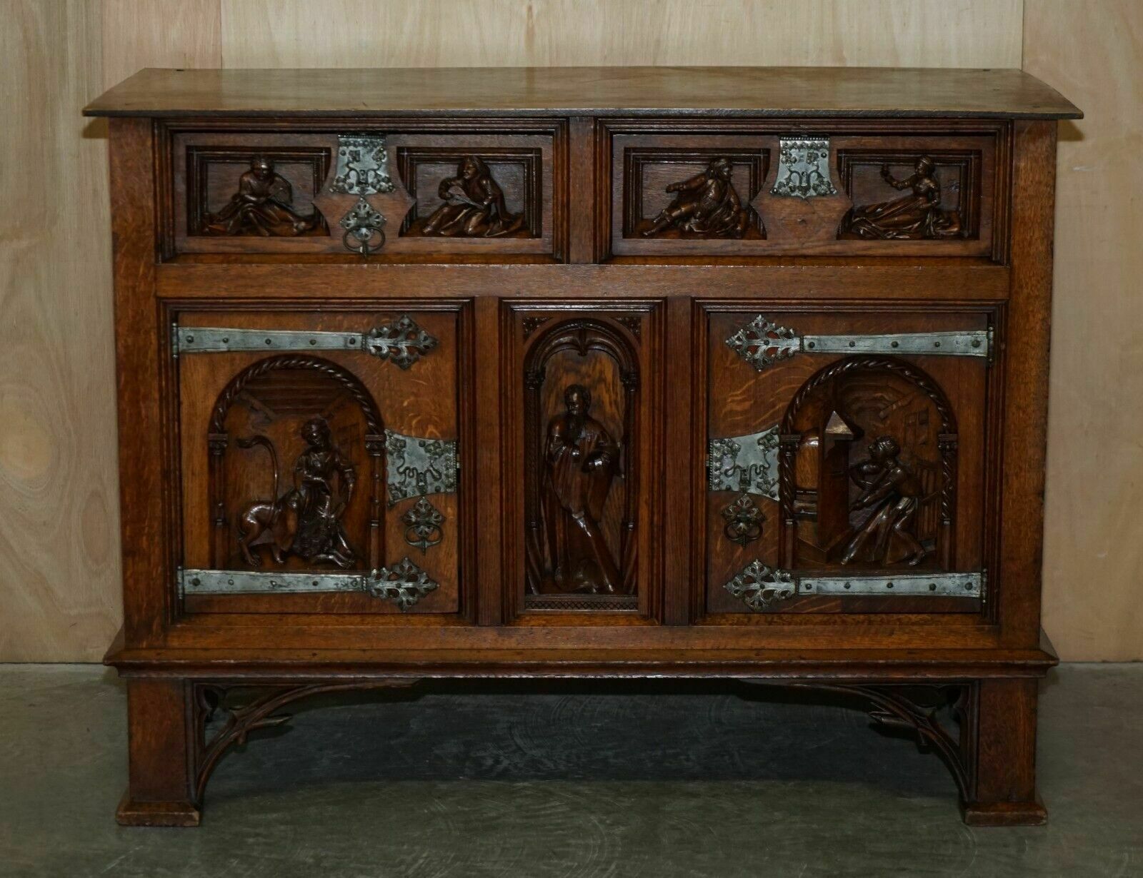 Exquisite Gothic Revival Circa 1860 Hand Carved Sideboard Must See Pictures photo furniture