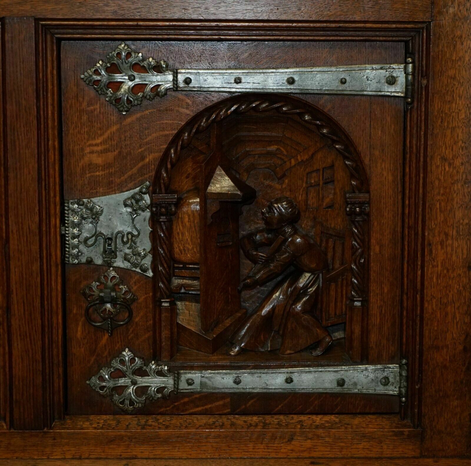 3950.0 Exquisite Gothic Revival Circa 1860 Hand Carved Sideboard Must See Pictures photo