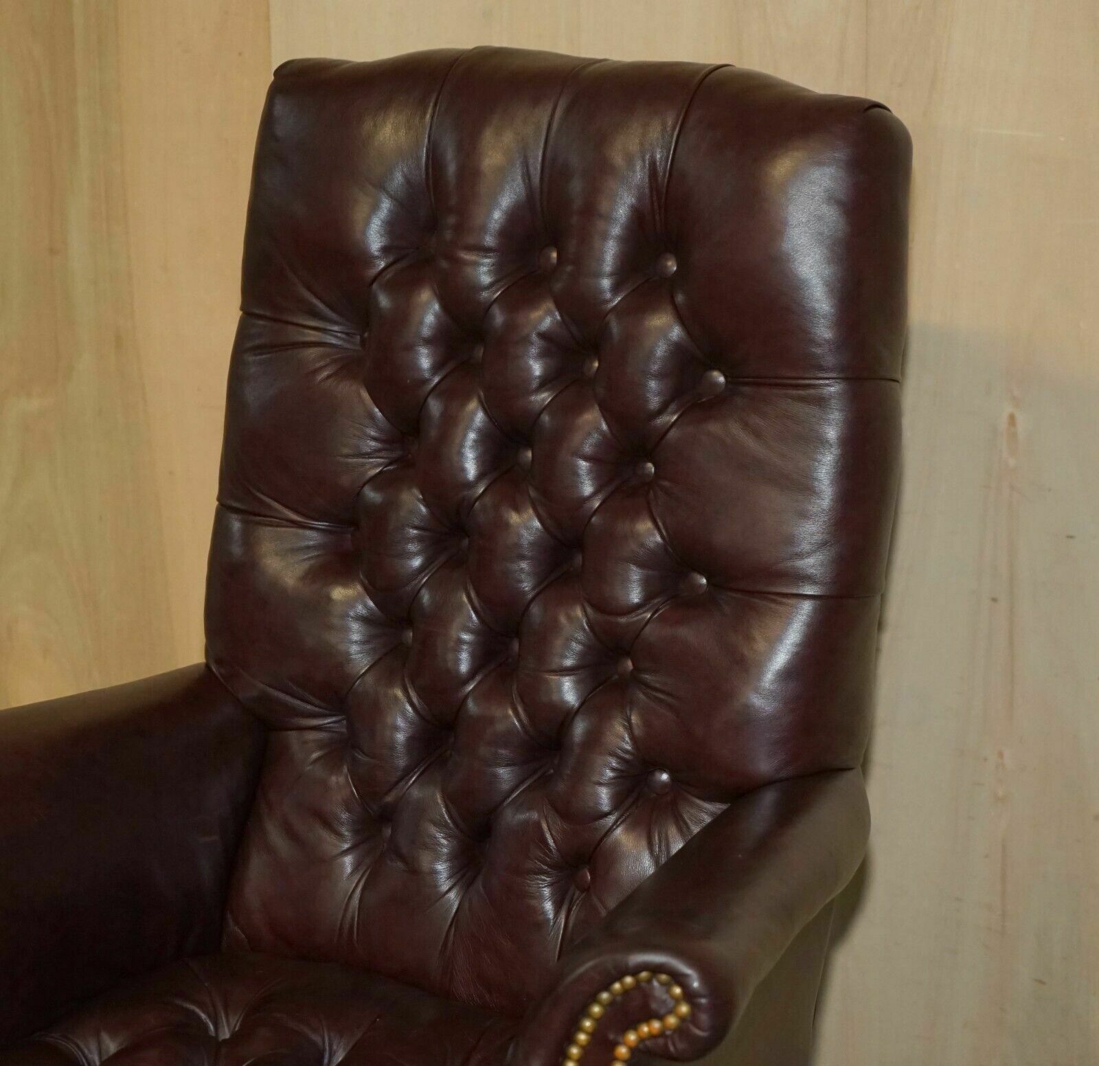 Vintage High Back Chesterfield Heritage Leather Office Captains Swivel Chair photo Furniture