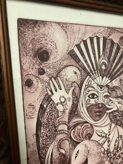 Engraving Conchita Contemporary Art 20th Century Depicting A Lady In A Mask photo 275.6