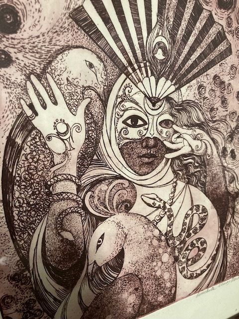 Engraving Conchita Contemporary Art 20th Century Depicting A Lady In A Mask photo vinterior