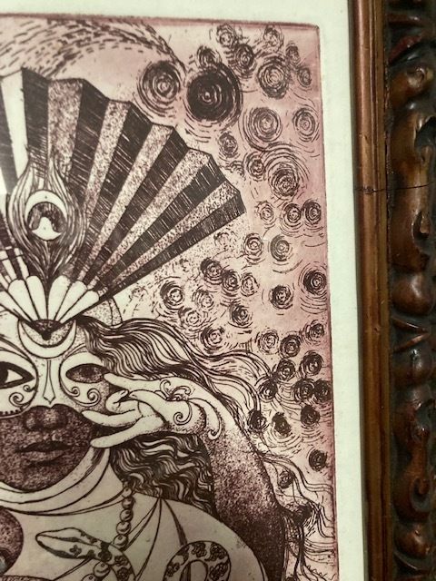 Engraving Conchita Contemporary Art 20th Century Depicting A Lady In A Mask photo buy