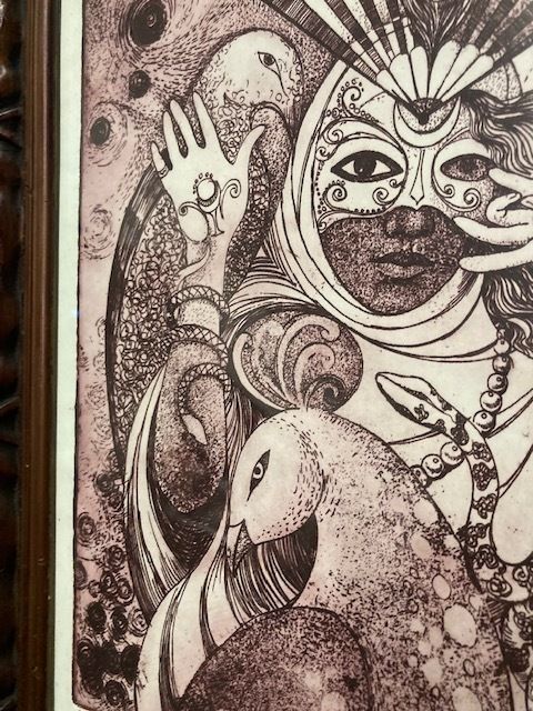 photo vintage Engraving Conchita Contemporary Art 20th Century Depicting A Lady In A Mask