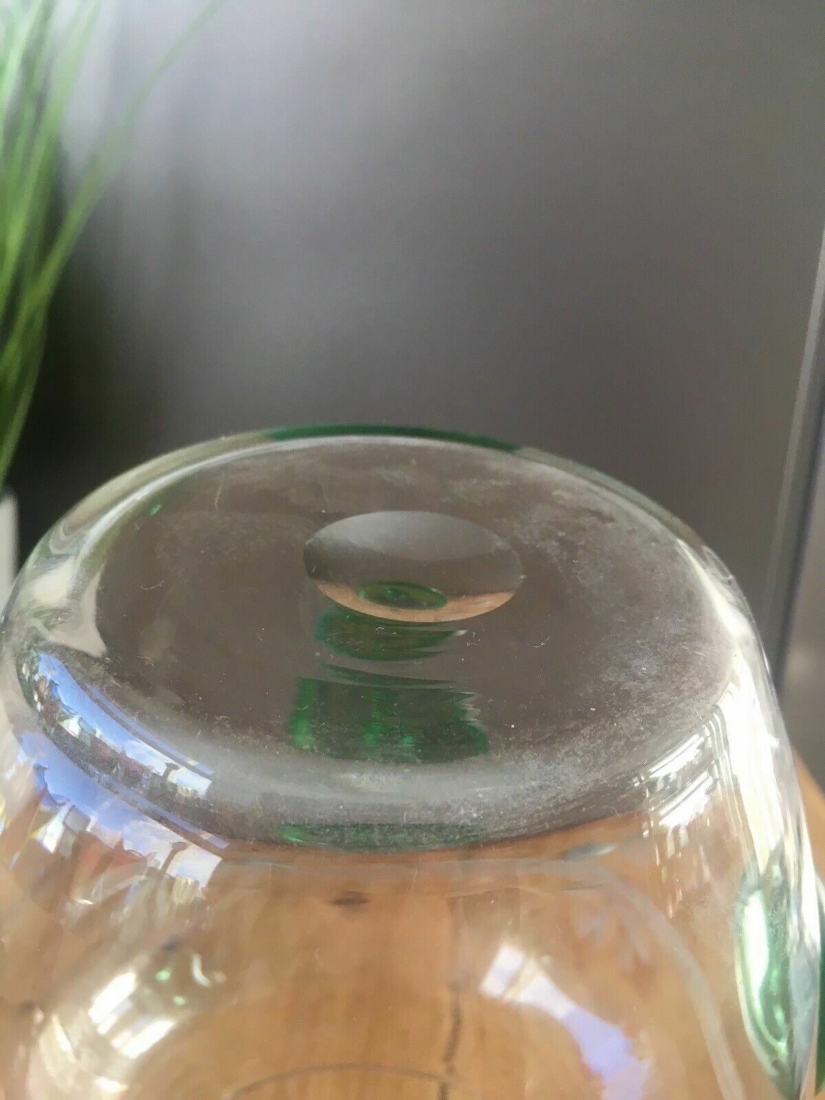 Home Decor Unusual Art Deco Etched Clear Green Glass Nipple Roundel Water Pitcher Jug Czech photo