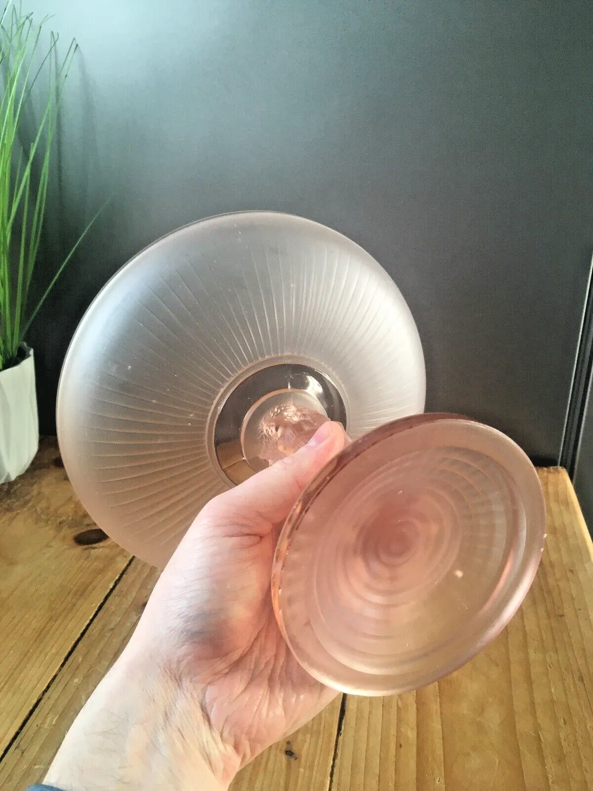 Rare Art Deco Jobling 3 Grace's Pink Lady Maiden Frosted Glass Pedestal Centrepiece Bowl photo vintage