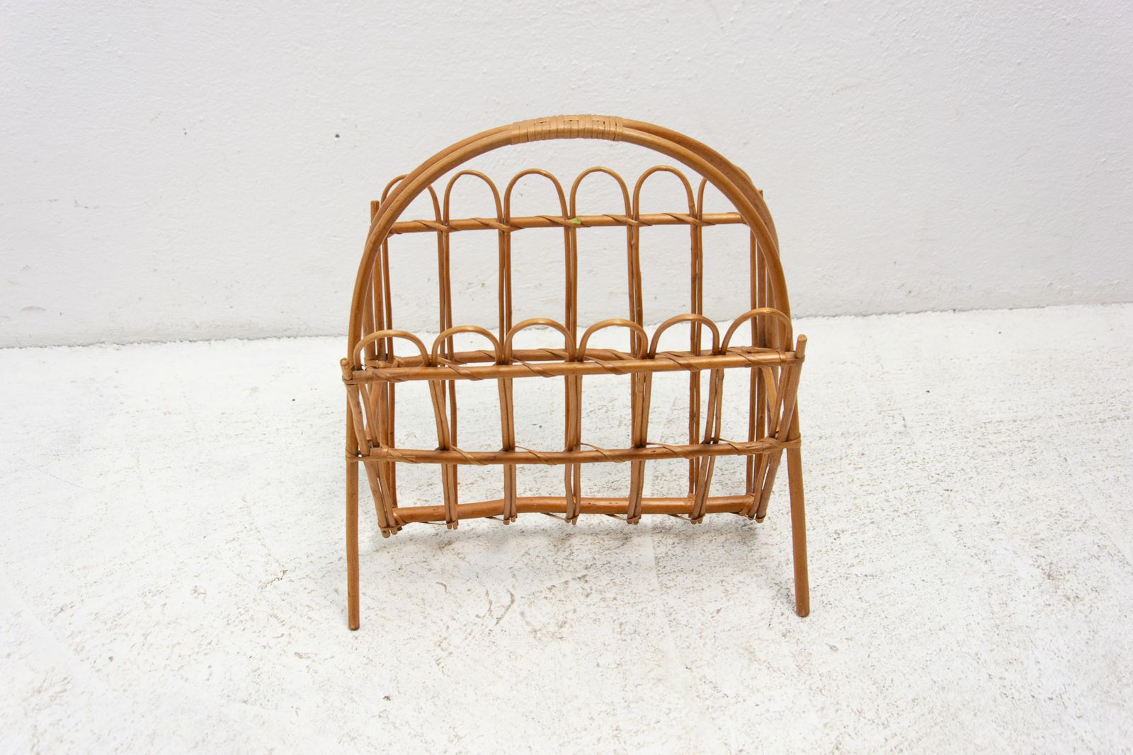 Mid Century Rattan Magazine Rack By Jan Kalous For úluv 1960´S Czechoslovakia photo for sale