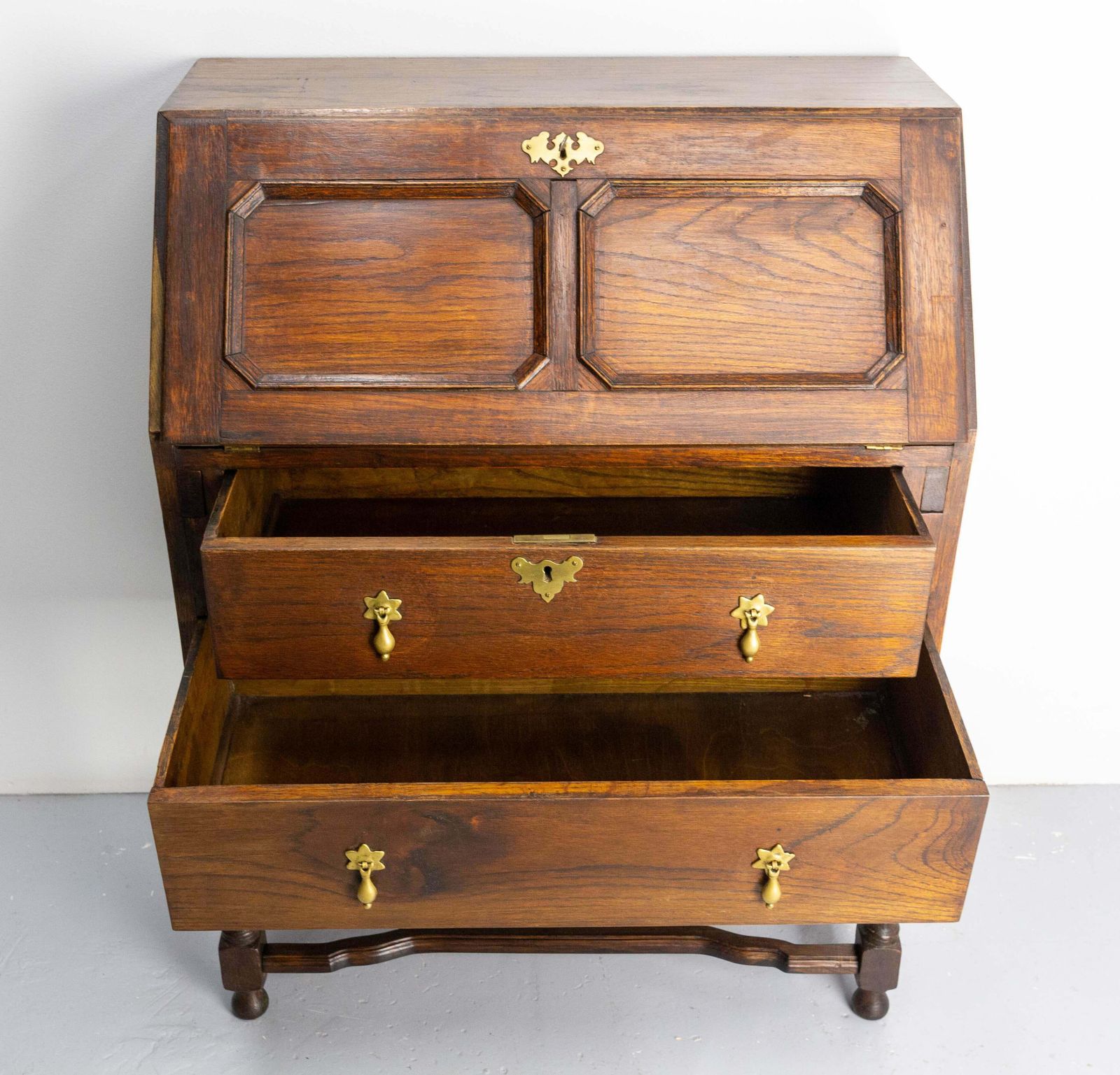 photo furniture English Buffet Secretaire, Escritoire Cabinet Oak, With Drawers, Circa 1920