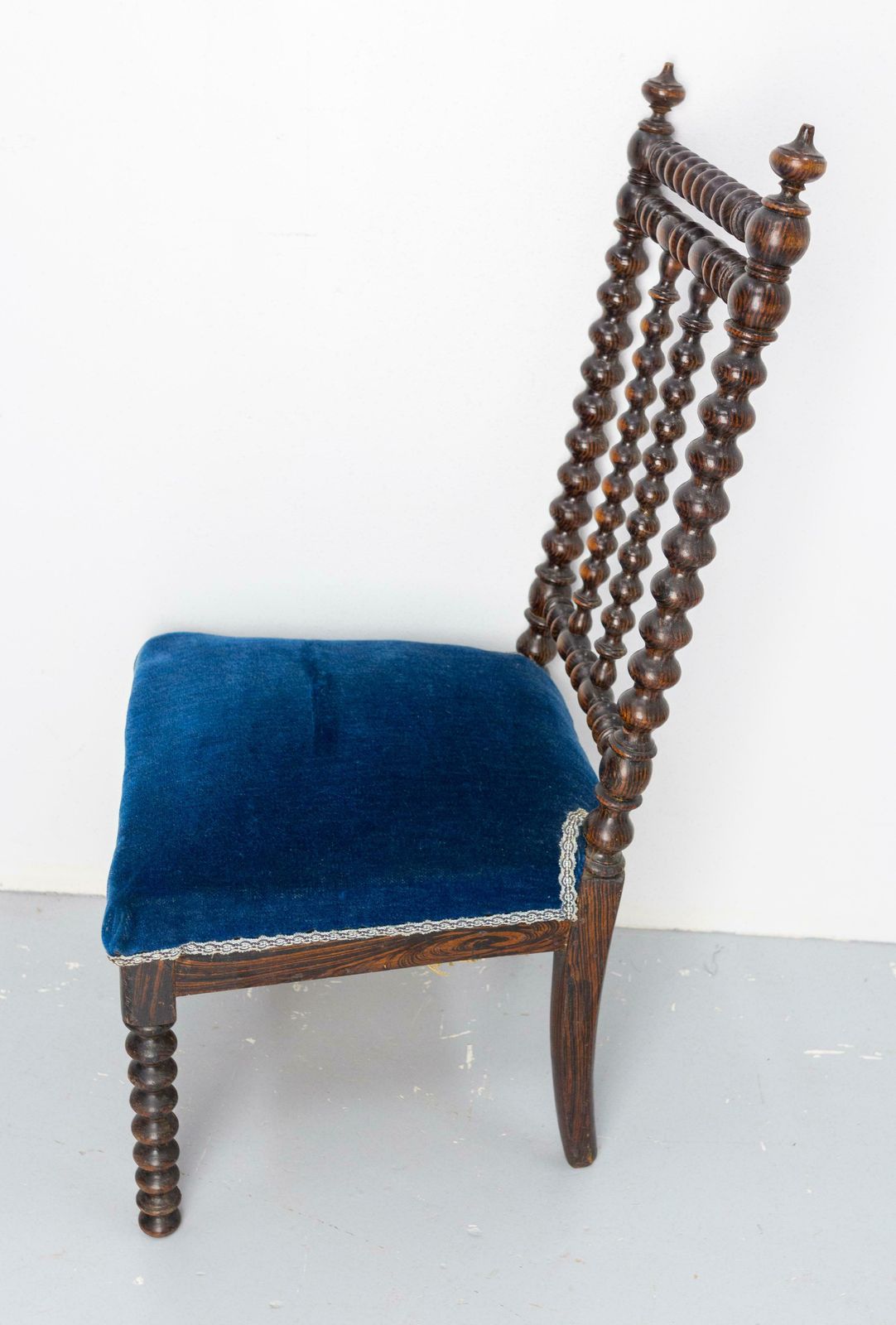 Napoleon III Chair With Turned Beech And Velvet For Child French, Circa 1880 photo vintage
