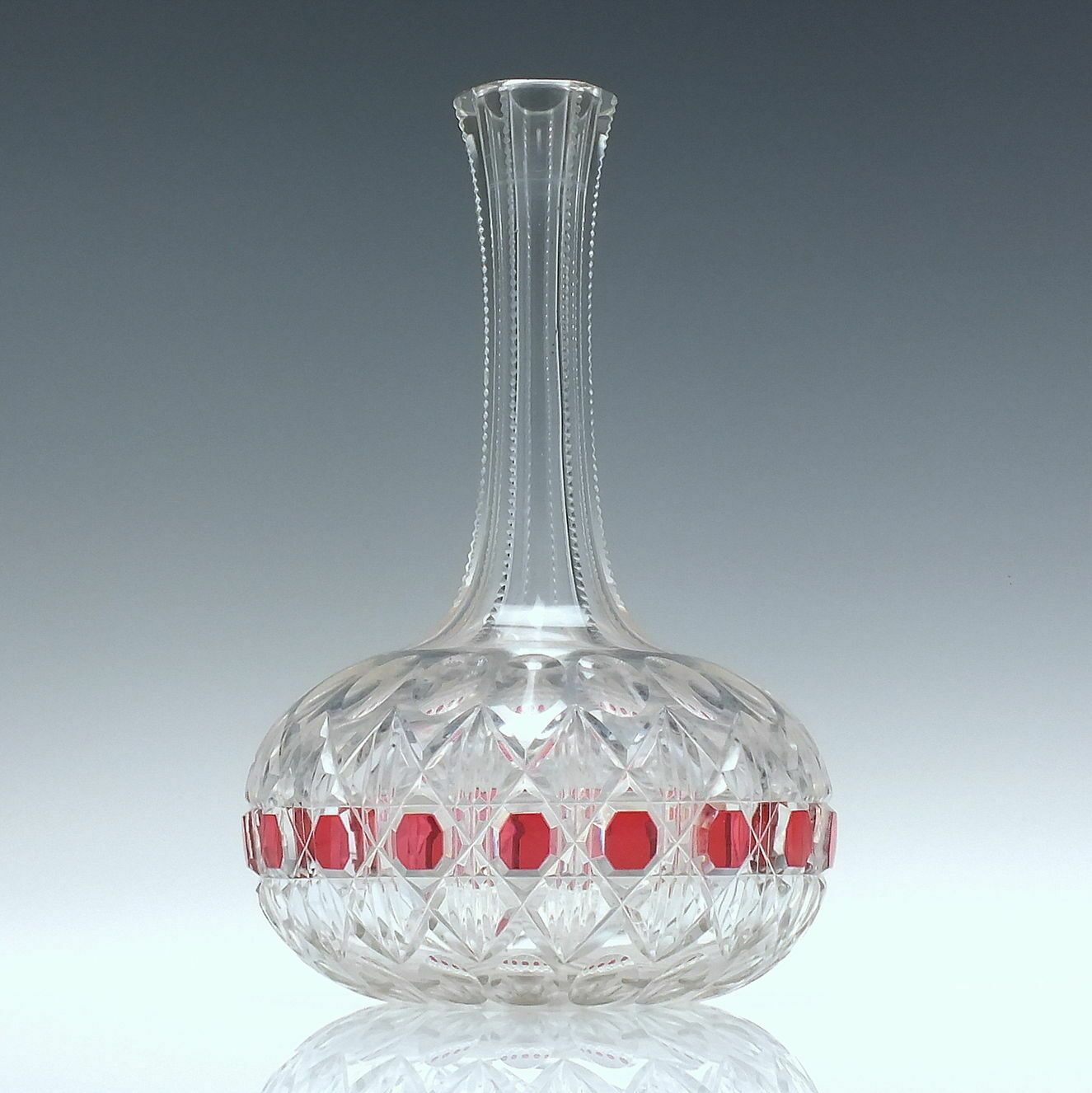 Pair Of 19th Century Victorian Shaft & Globe Glass Decanters By Thomas Webb C1870 photo for sale