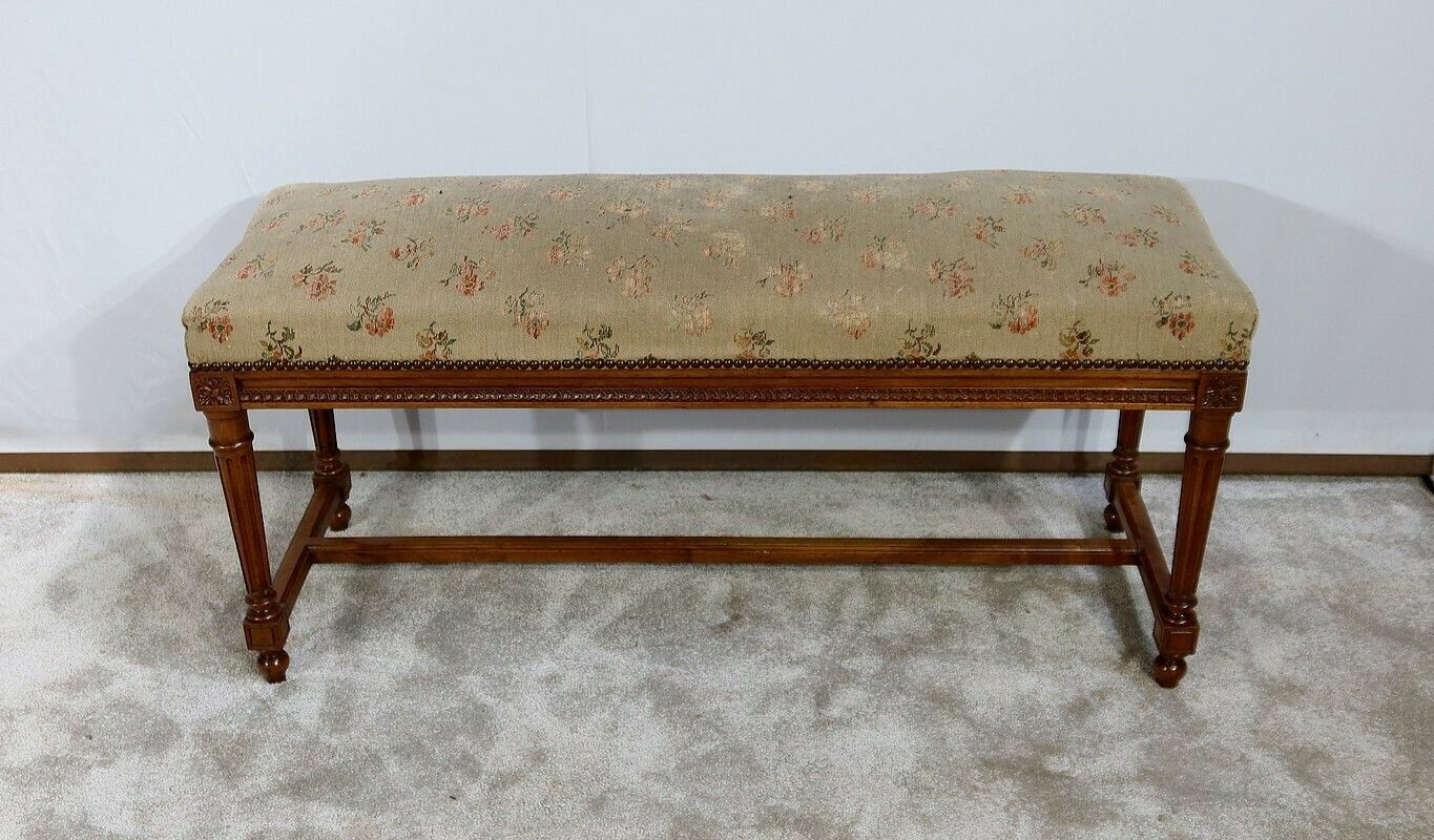 Long Bench In Solid Walnut, Louis XVI Style – 1900