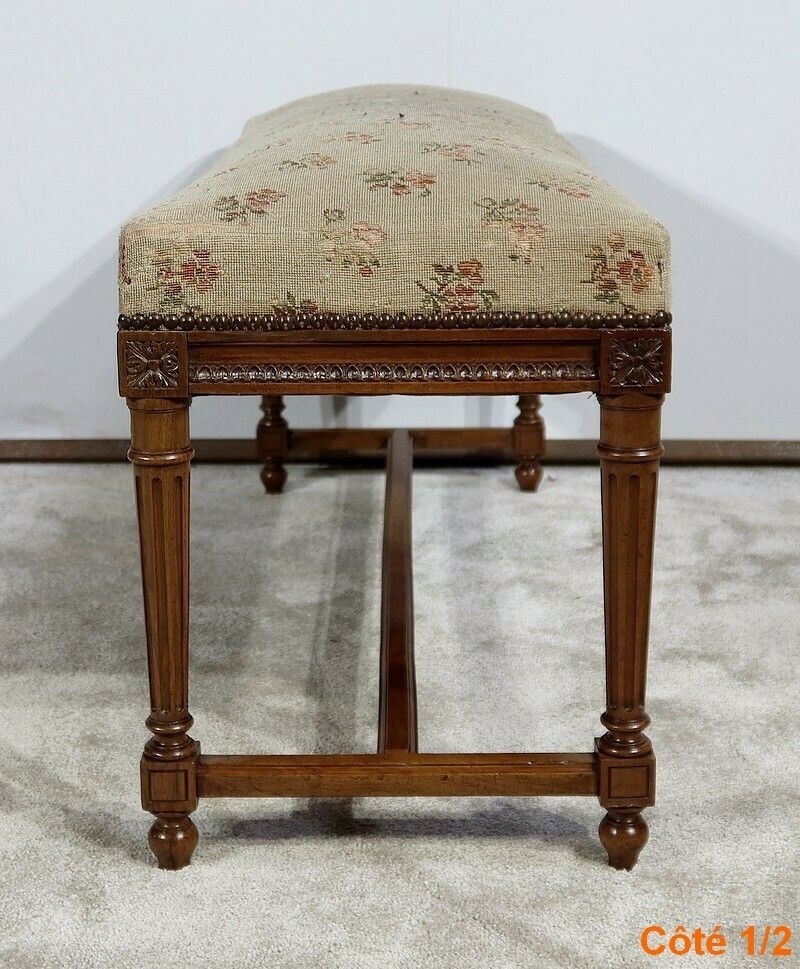 Furniture Long Bench In Solid Walnut, Louis XVI Style – 1900 photo